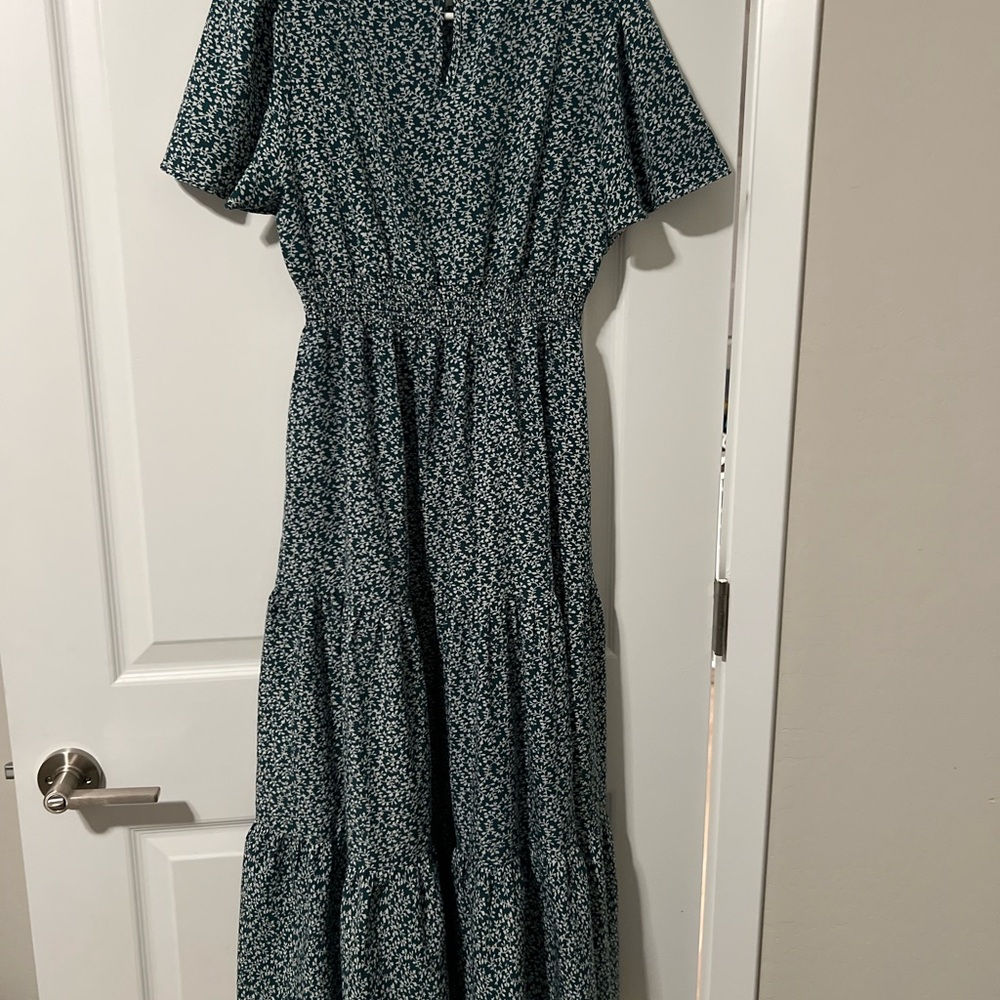 Green and White Dress
